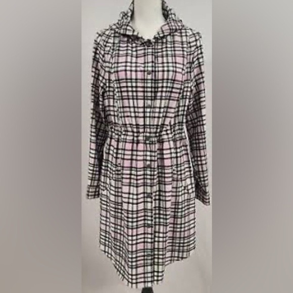 TORRID Sz 1 Flannel Plaid Hooded Drawstring at Waist Snap Buttons Anorak Shacket - Picture 3 of 16